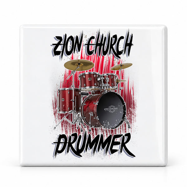 F055 Drum Set Music ceramic coaster — MAIN photo