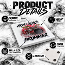 F055 Drum Set Music ceramic coaster — PT02 photo