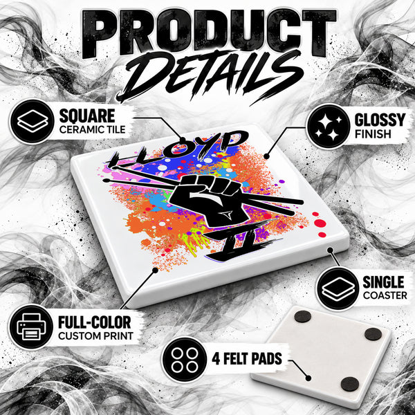 F056 Drum Sticks Music ceramic coaster — PT02 photo