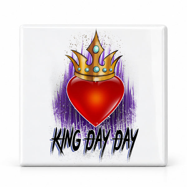 F057 Heart Crown King Queen ceramic coaster — MAIN photo