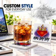 F057 Heart Crown King Queen ceramic coaster — PT01 photo