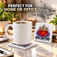 F057 Heart Crown King Queen ceramic coaster — PT03 photo
