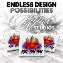 F057 Heart Crown King Queen ceramic coaster — PT05 photo