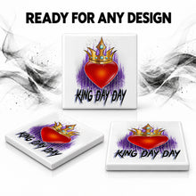 F057 Heart Crown King Queen ceramic coaster — PT06 photo