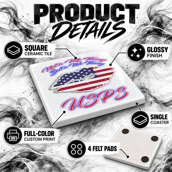 F060 American Flag Lips ceramic coaster — PT02 photo