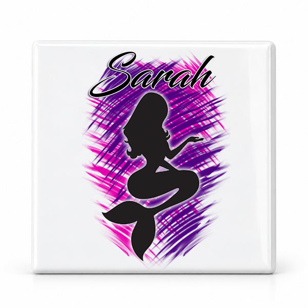 F061 Mermaid Silhouette ceramic coaster — MAIN photo
