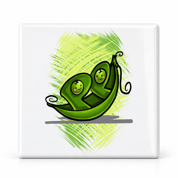 F063 Two Peas in a Pod Girl ceramic coaster — MAIN photo