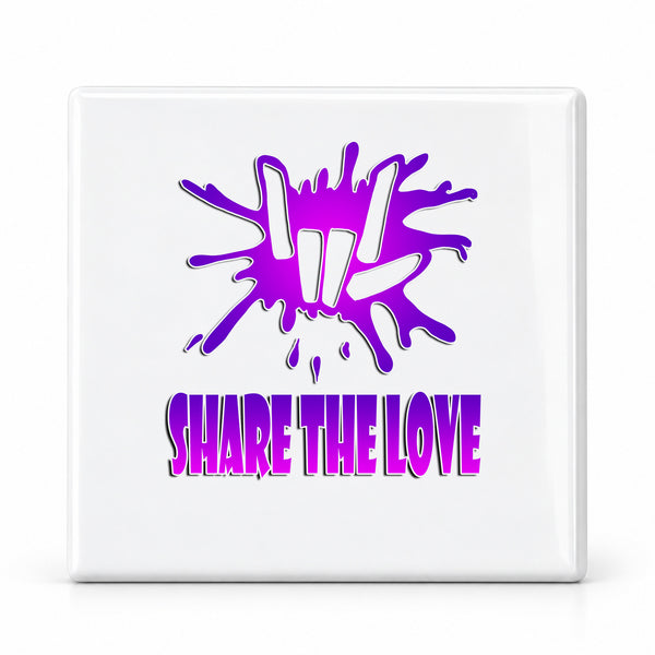 F065 Share The love ceramic coaster — MAIN photo