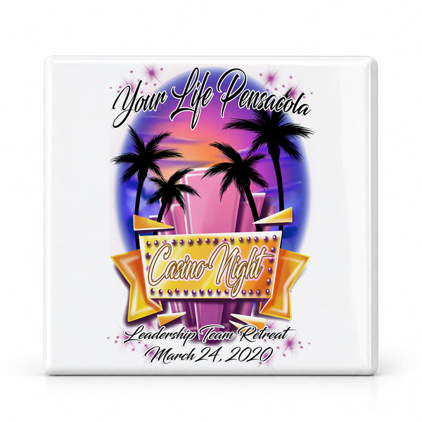F068 Casino Beach Scene ceramic coaster — MAIN photo