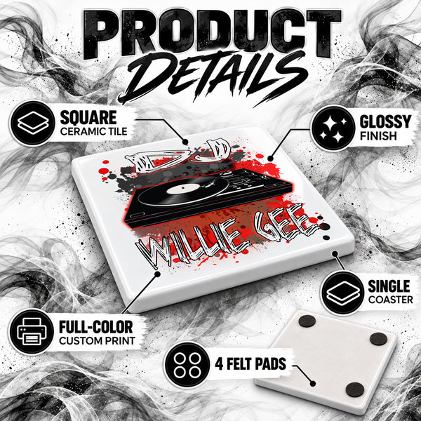 F069 DJ Record Mixer ceramic coaster — PT02 photo
