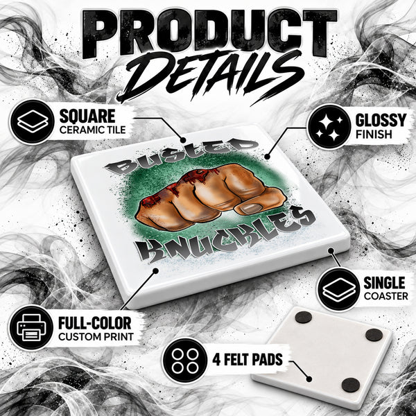 F070 Busted Knuckles ceramic coaster — PT02 photo