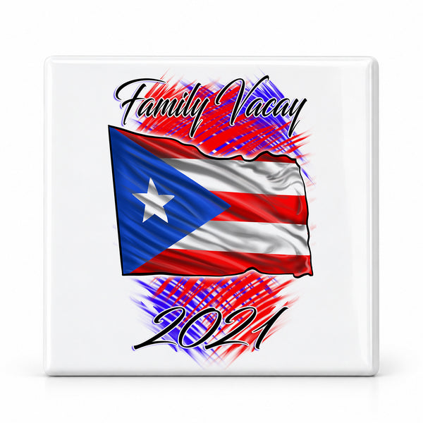 F071 Puerto Rico Flag ceramic coaster — MAIN photo