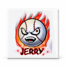 G001 Baseball ceramic coaster by Mythic Airbrush, original Air-Volution design — main image