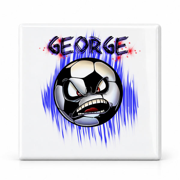 G002 Soccer Ball ceramic coaster by Mythic Airbrush, original Air-Volution design — main image
