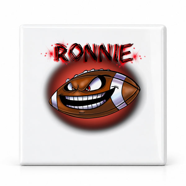 G003 Football ceramic coaster by Mythic Airbrush, original Air-Volution design — main image