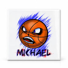 G004 Basketball ceramic coaster by Mythic Airbrush, original Air-Volution design — main image