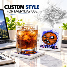 G004 Basketball ceramic coaster by Mythic Airbrush, original Air-Volution design — product image 2