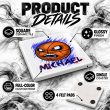 G004 Basketball ceramic coaster by Mythic Airbrush, original Air-Volution design — product image 3