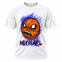 Personalized Basketball T-Shirt, front-view T-shirt mockup featuring custom Air-Volution artwork by Mythic Airbrush