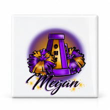 G005 Cheer Pom Pom ceramic coaster by Mythic Airbrush, original Air-Volution design — main image