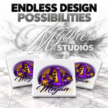 G005 Cheer Pom Pom ceramic coaster by Mythic Airbrush, original Air-Volution design — product image 6
