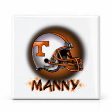 G006 Football Helmet ceramic coaster by Mythic Airbrush, original Air-Volution design — main image