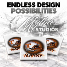 G006 Football Helmet ceramic coaster by Mythic Airbrush, original Air-Volution design — product image 6