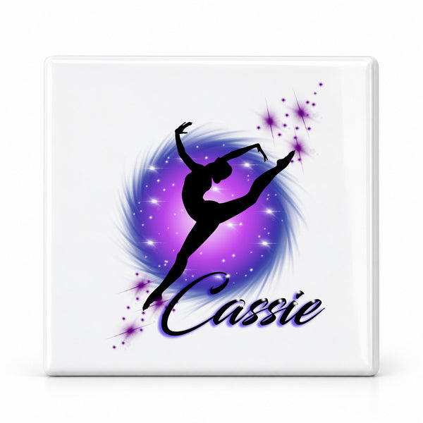 G007 Dancer ceramic coaster by Mythic Airbrush, original Air-Volution design — main image