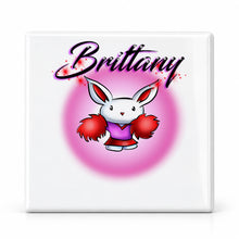 G009 Cheerleader Rabbit ceramic coaster by Mythic Airbrush, original Air-Volution design — main image