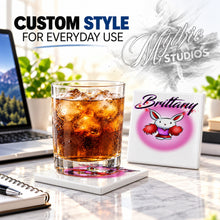 G009 Cheerleader Rabbit ceramic coaster by Mythic Airbrush, original Air-Volution design — product image 2