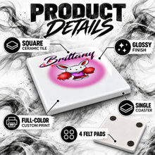 G009 Cheerleader Rabbit ceramic coaster by Mythic Airbrush, original Air-Volution design — product image 3
