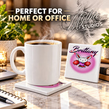 G009 Cheerleader Rabbit ceramic coaster by Mythic Airbrush, original Air-Volution design — product image 4