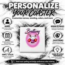 G009 Cheerleader Rabbit ceramic coaster by Mythic Airbrush, original Air-Volution design — product image 5