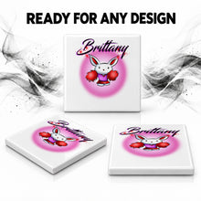 G009 Cheerleader Rabbit ceramic coaster by Mythic Airbrush, original Air-Volution design — product image 7