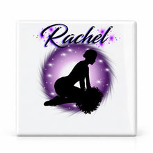 G010 Cheerleader ceramic coaster by Mythic Airbrush, original Air-Volution design — main image