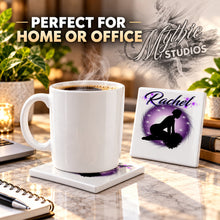 G010 Cheerleader ceramic coaster by Mythic Airbrush, original Air-Volution design — product image 4