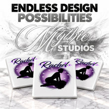 G010 Cheerleader ceramic coaster by Mythic Airbrush, original Air-Volution design — product image 6