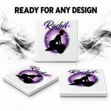G010 Cheerleader ceramic coaster by Mythic Airbrush, original Air-Volution design — product image 7