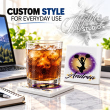 G011 Cheer Pom Pom ceramic coaster by Mythic Airbrush, original Air-Volution design — product image 2