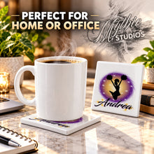 G011 Cheer Pom Pom ceramic coaster by Mythic Airbrush, original Air-Volution design — product image 4