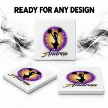 G011 Cheer Pom Pom ceramic coaster by Mythic Airbrush, original Air-Volution design — product image 7