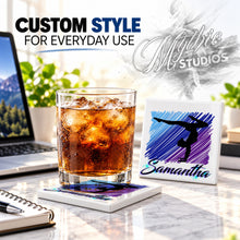 G012 Gymnastics ceramic coaster by Mythic Airbrush, original Air-Volution design — product image 2