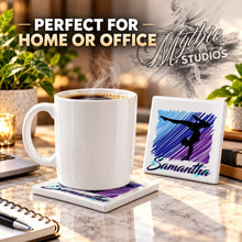 G012 Gymnastics ceramic coaster by Mythic Airbrush, original Air-Volution design — product image 4