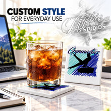 G013 Gymnastics ceramic coaster by Mythic Airbrush, original Air-Volution design — product image 2