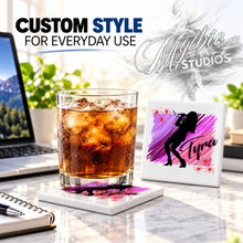 G014 Singer Musician ceramic coaster by Mythic Airbrush, original Air-Volution design — product image 2