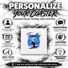 G015 Skiing ceramic coaster by Mythic Airbrush, original Air-Volution design — product image 5