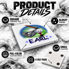 G016 Golfing ceramic coaster by Mythic Airbrush, original Air-Volution design — product image 3
