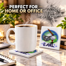 G016 Golfing ceramic coaster by Mythic Airbrush, original Air-Volution design — product image 4