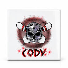 G017 Bowling ceramic coaster by Mythic Airbrush, original Air-Volution design — main image