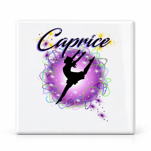 G018 Dancer ceramic coaster by Mythic Airbrush, original Air-Volution design — main image